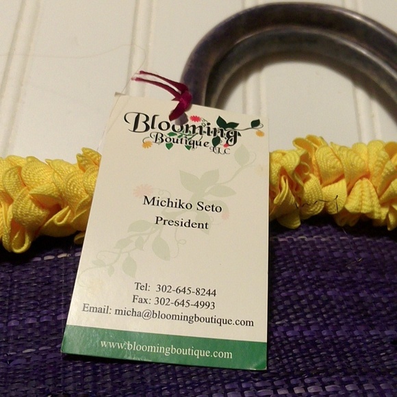 New with tags, Floral Woven Tote Straw Purse Handbag - Picture 2 of 7